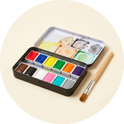 Ilustración de Caja de acuarelas Cotman Pocket Plus (12 medias pastillas)