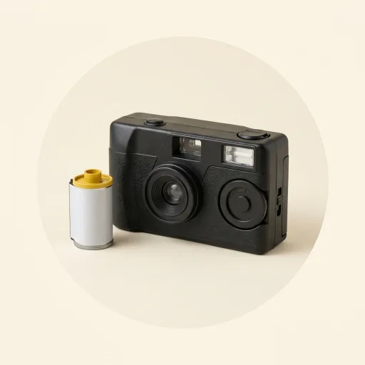 Ilustración de Cámara analógica de medio fotograma Kodak Ektar H35 (negra)