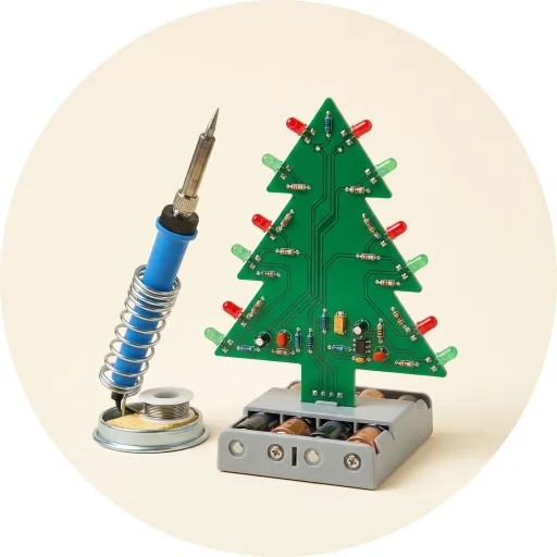 Ilustración de Kit para soldar árbol de Navidad LED 3D (16 ledes)