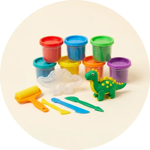 Ilustración de Play-Doh Dinosaurio, formas y colores