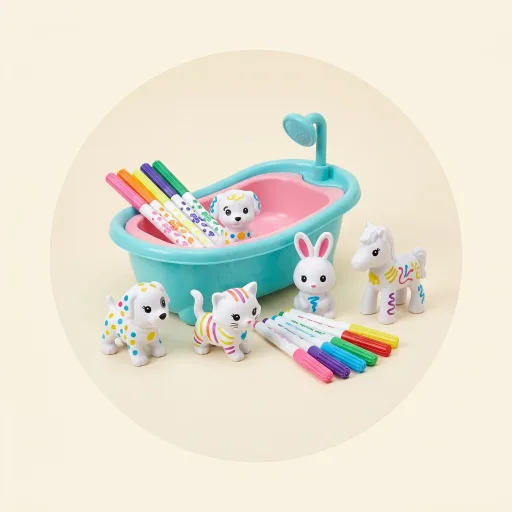 Ilustración de Washimals Bañera y 4 mascotas